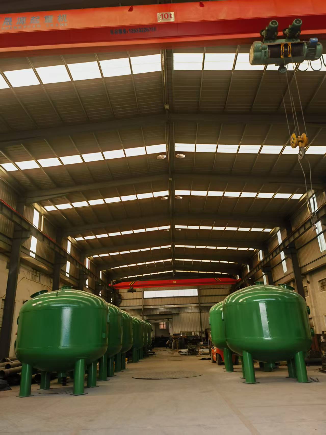 Shallow sand filter equipment under fabrication